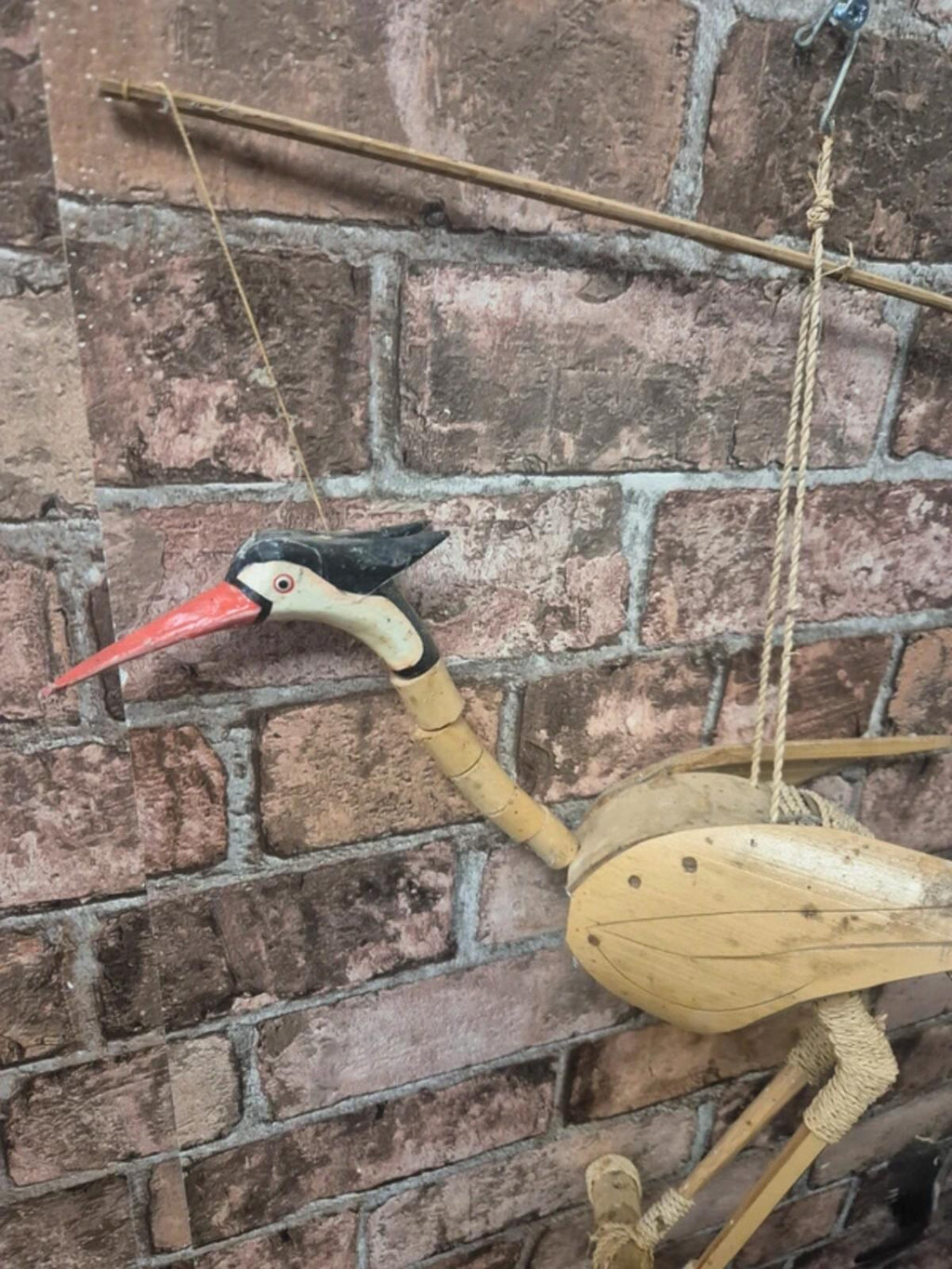 Vintage stork - bamboo wind chime