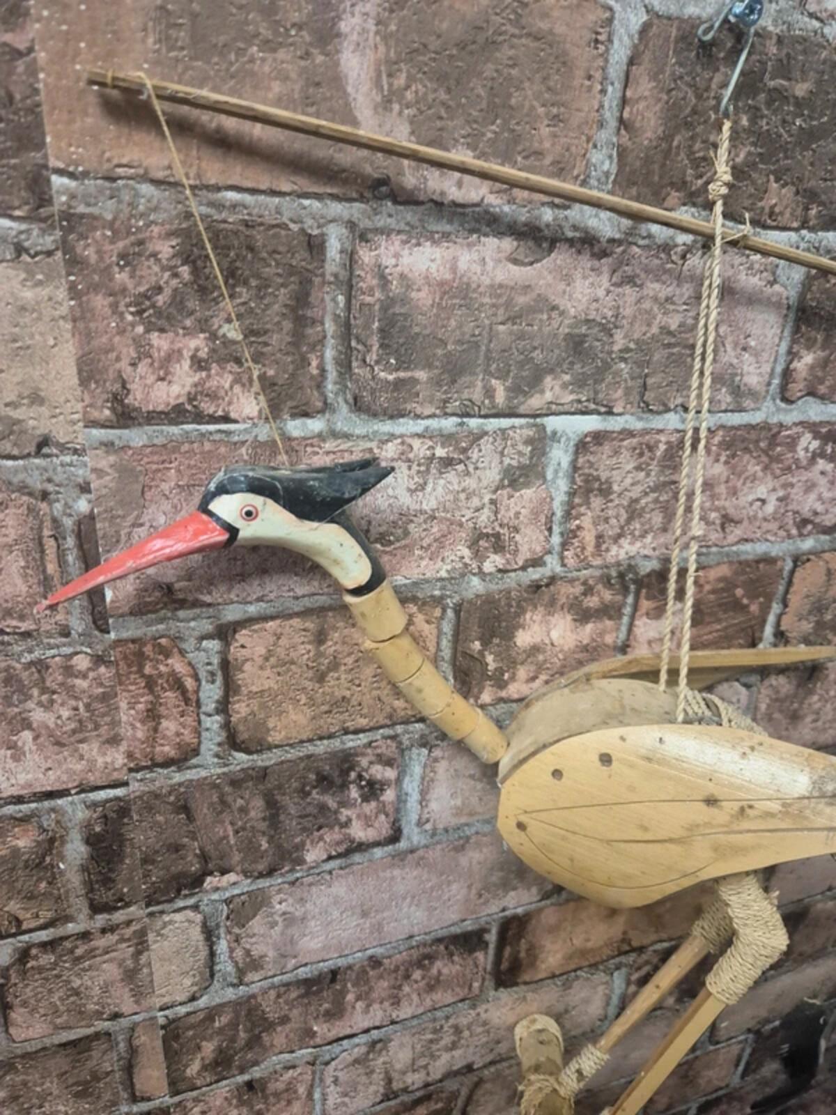 Vintage stork - bamboo wind chime
