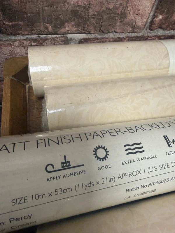 Laura Ashley Cream "Percy" Wallpaper Rolls x 6