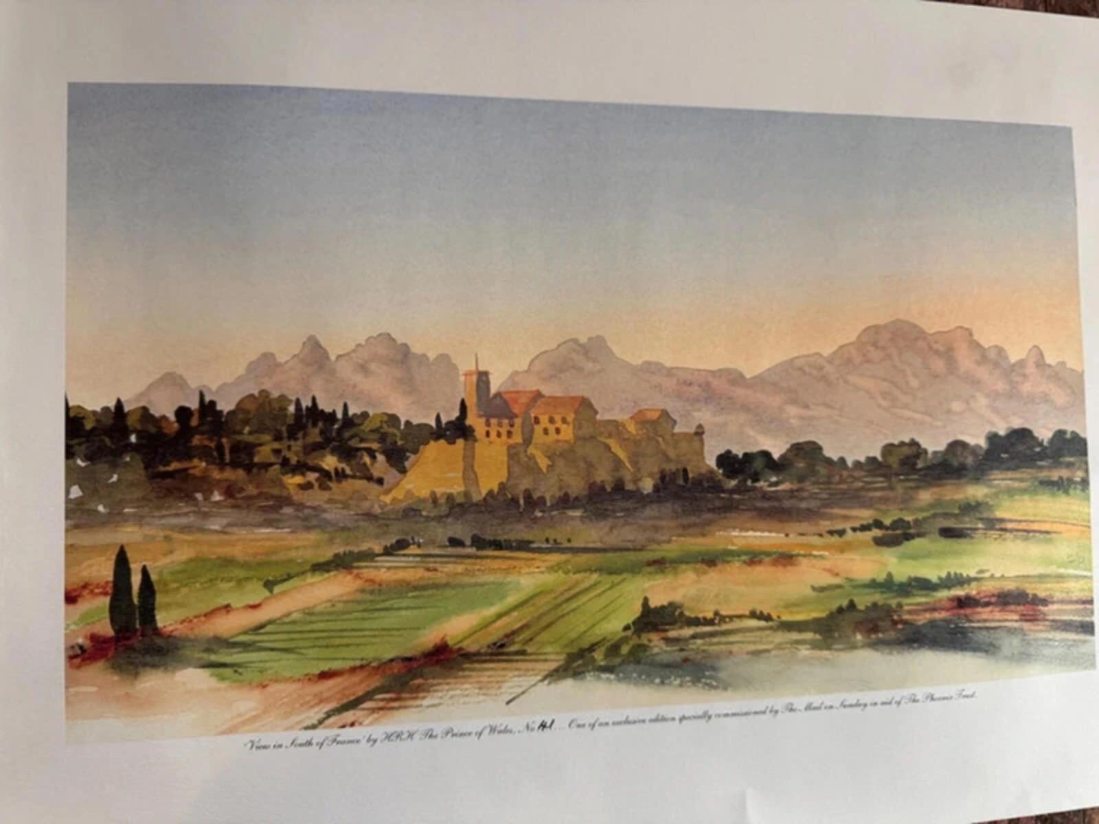 Limited edition print of "View in South of France" by HRH The Prince of Wales - Number 41