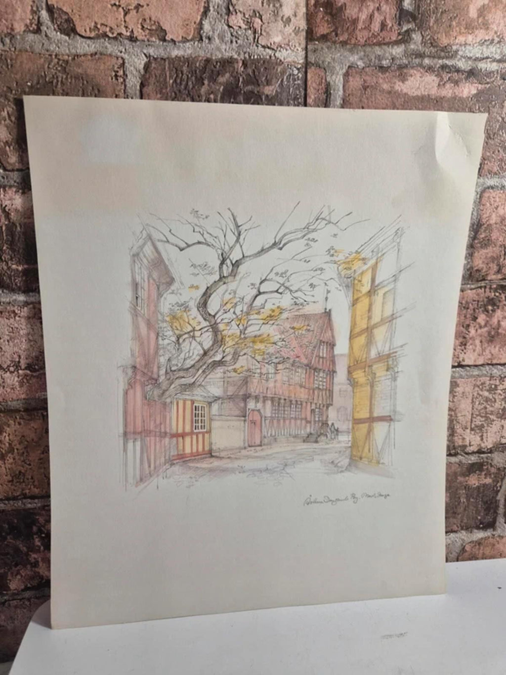 Mads Stage watercolour signed, unframed
