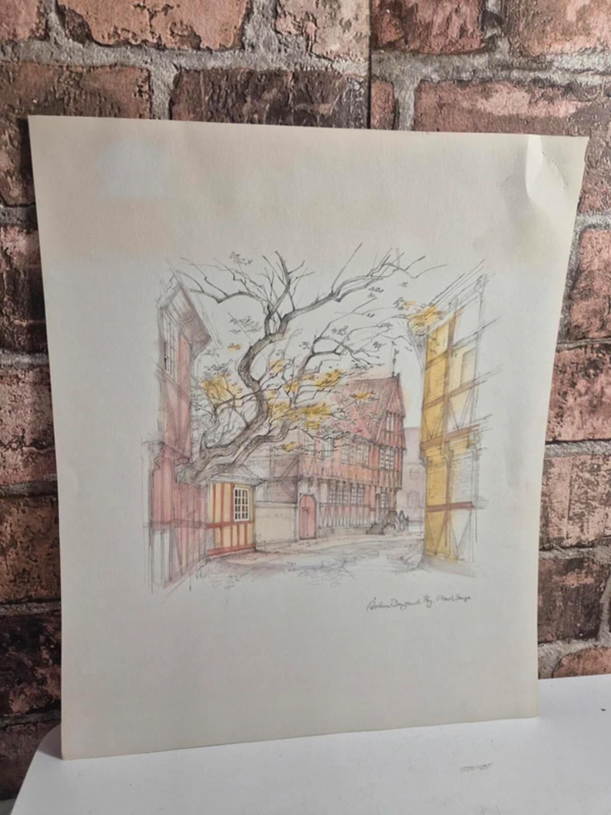 Mads Stage watercolour signed, unframed