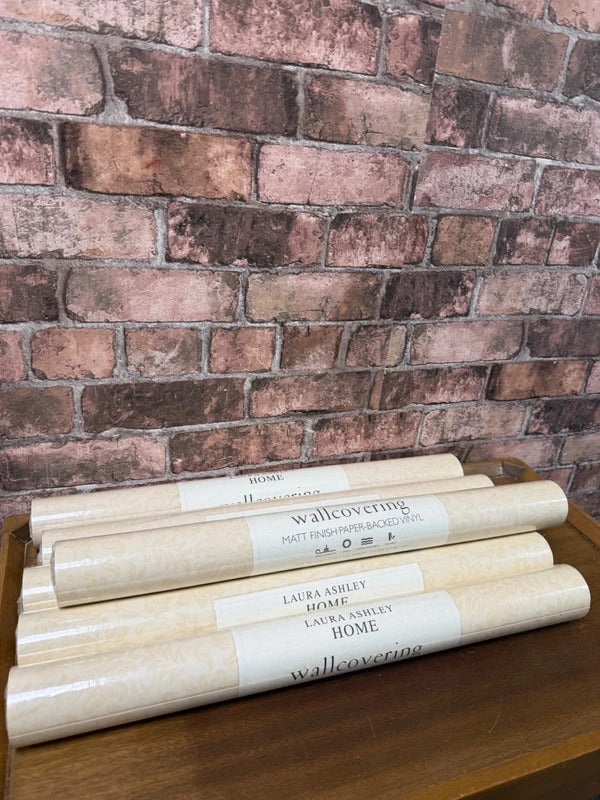 Laura Ashley Cream "Percy" Wallpaper Rolls x 6