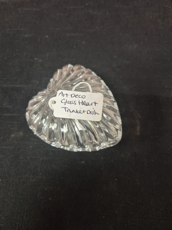 Art deco Heart shape glass trinket dish
