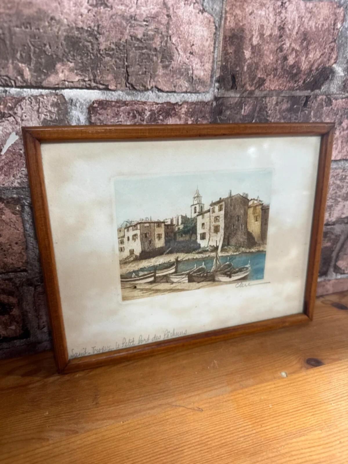 Vintage Framed Sketch Saint Tropez