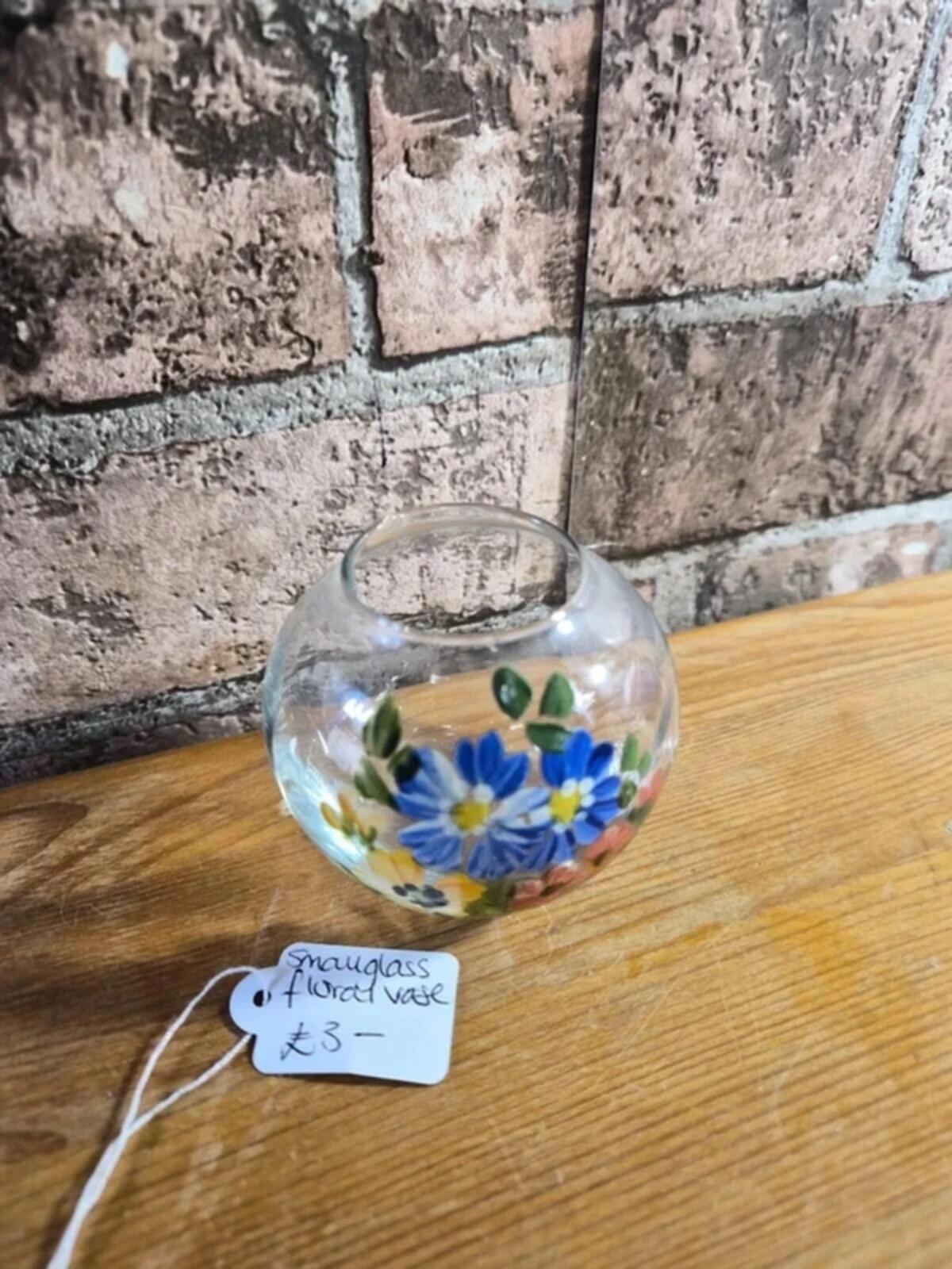 Vintage Glass Floral Mini Vase