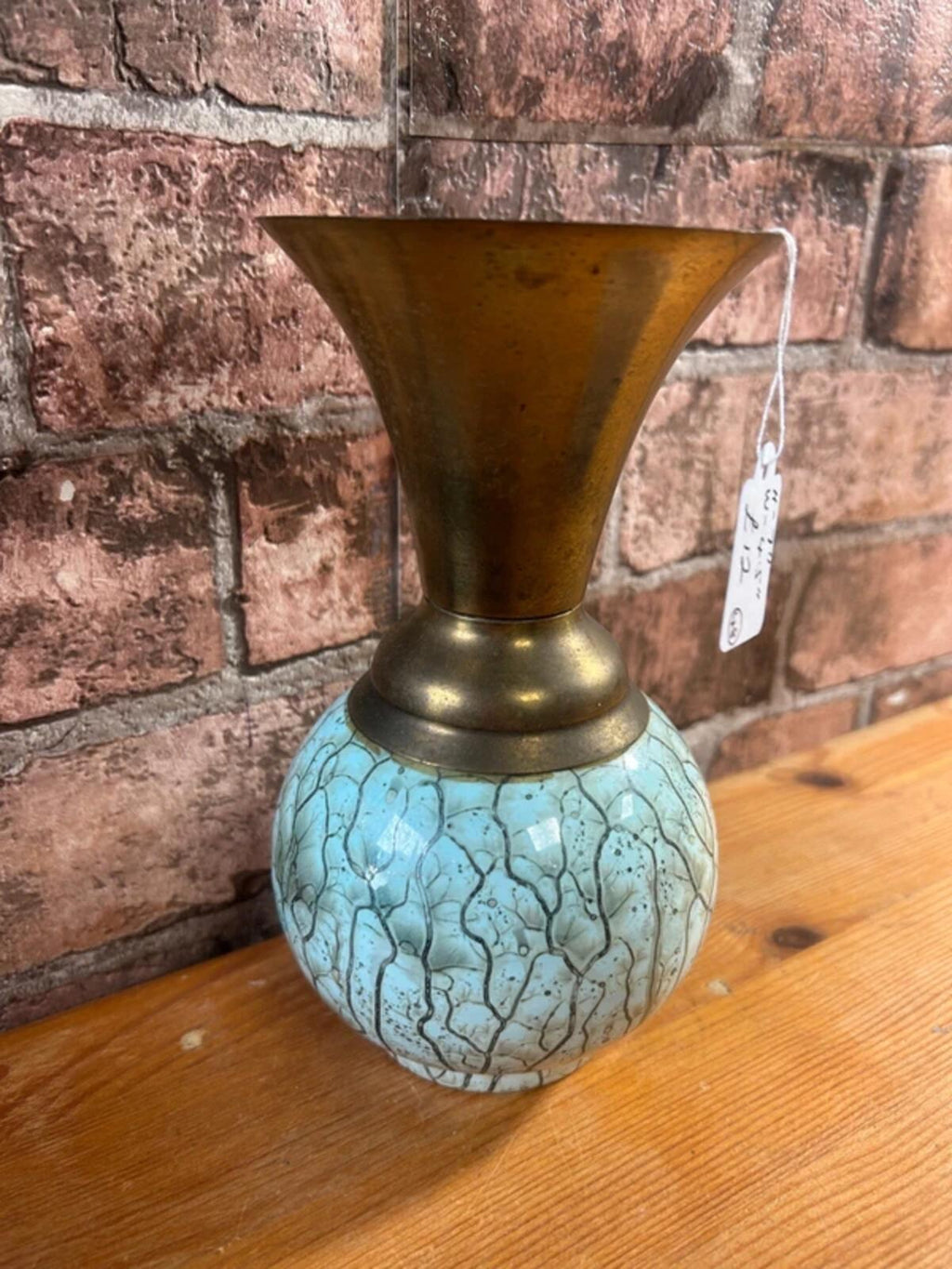 Vintage Delft Holland Brass+Ceramic Vase
