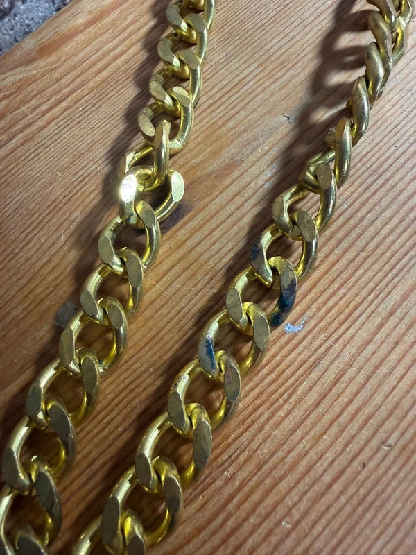 Gold Tone Chunky Curb Chain with Coin Pendant