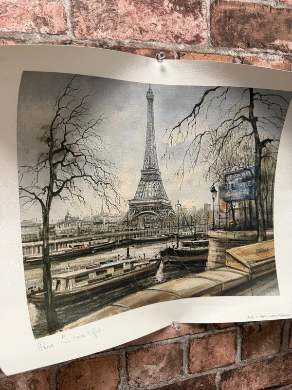 Set of Three Lithograph Prints of Paris, Brunet
