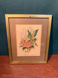 Vintage Framed Floral Drawing