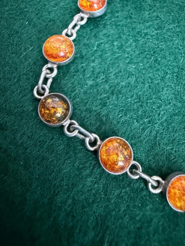 Sterling Silver and Amber Bracelet