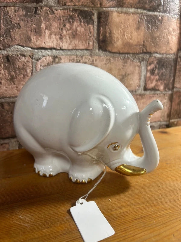 Ceramic White and Gold Elephant