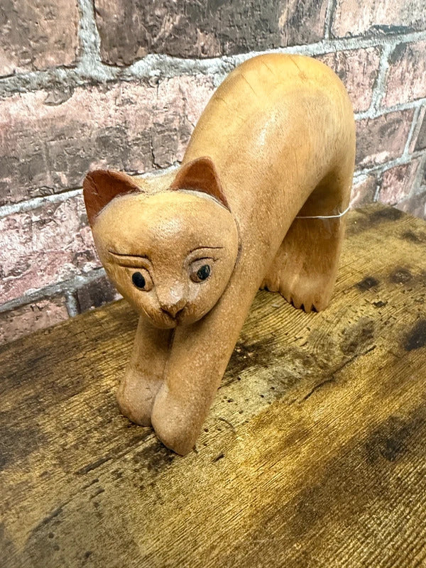 Vintage Handcarved Cat Statue