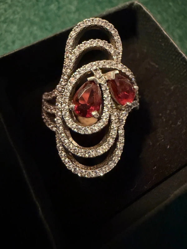 Sterling Silver Gemstone Ring - Size R - 5.6g