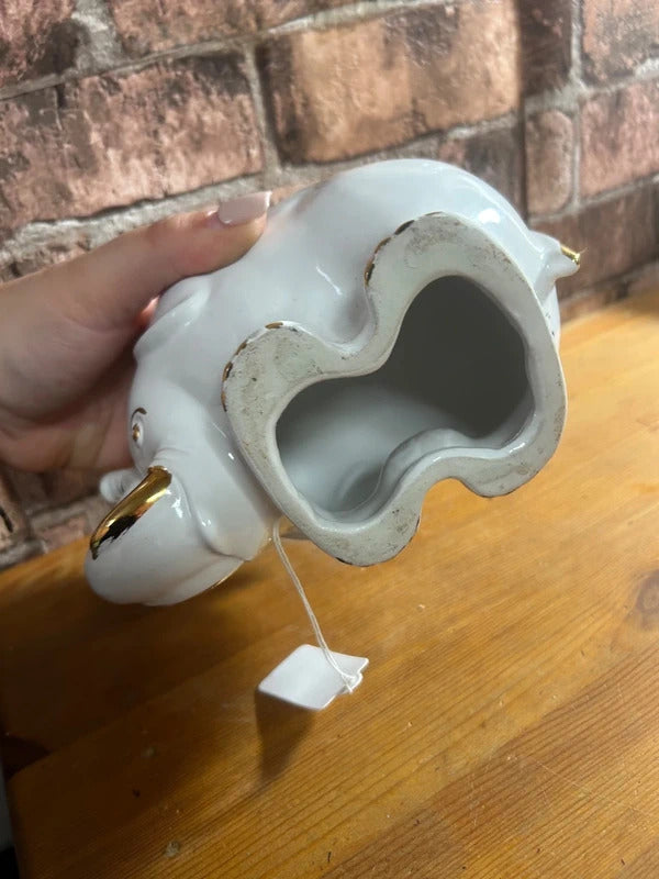 Ceramic White and Gold Elephant