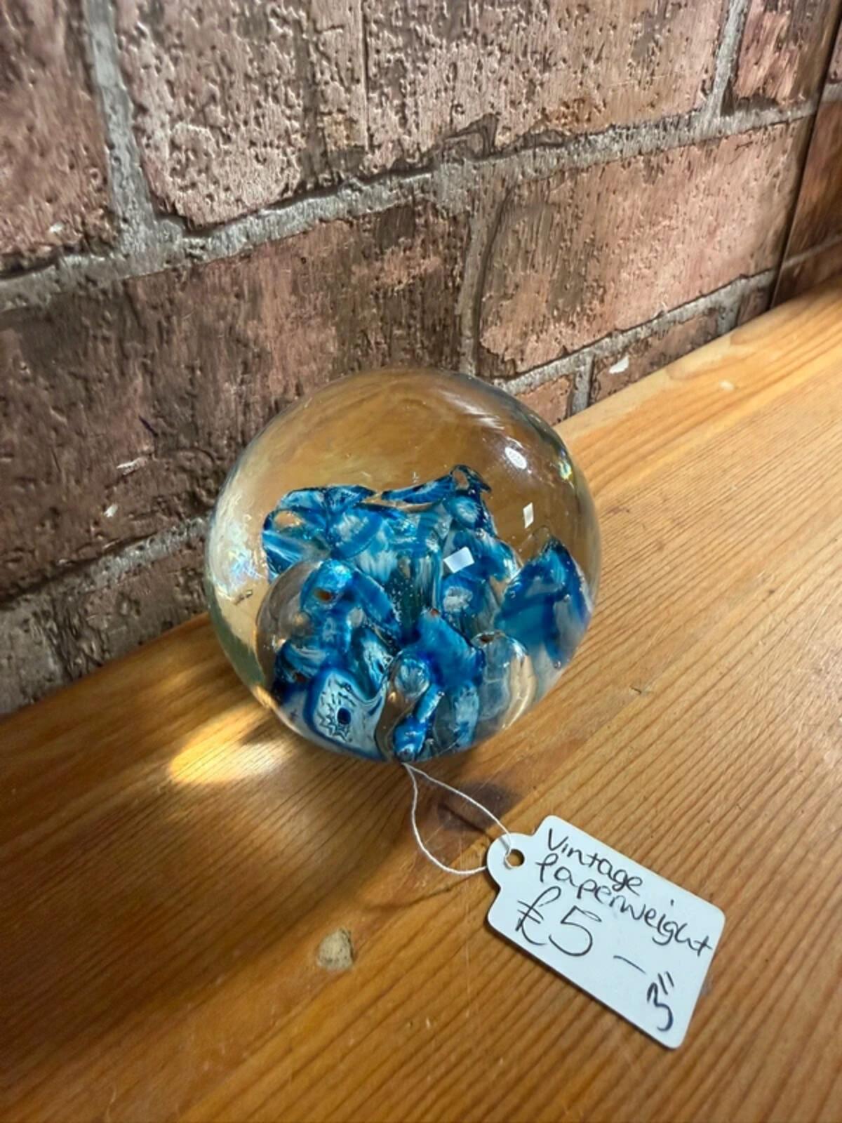 Vintage blue paperweight