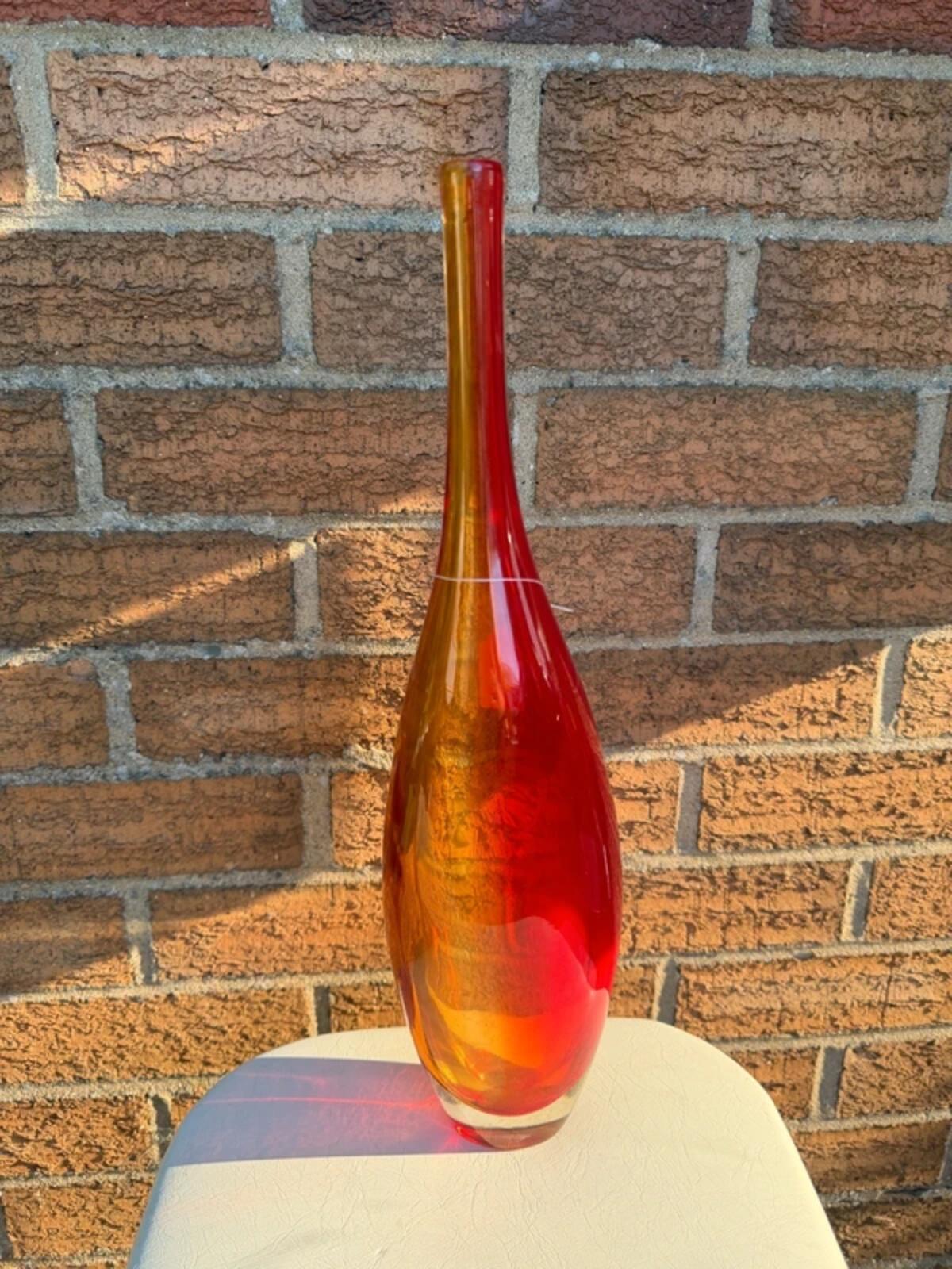 Vintage Art Red Glass Vase