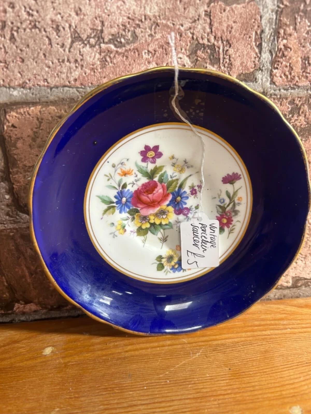 Vintage Floral Porcelain Saucer