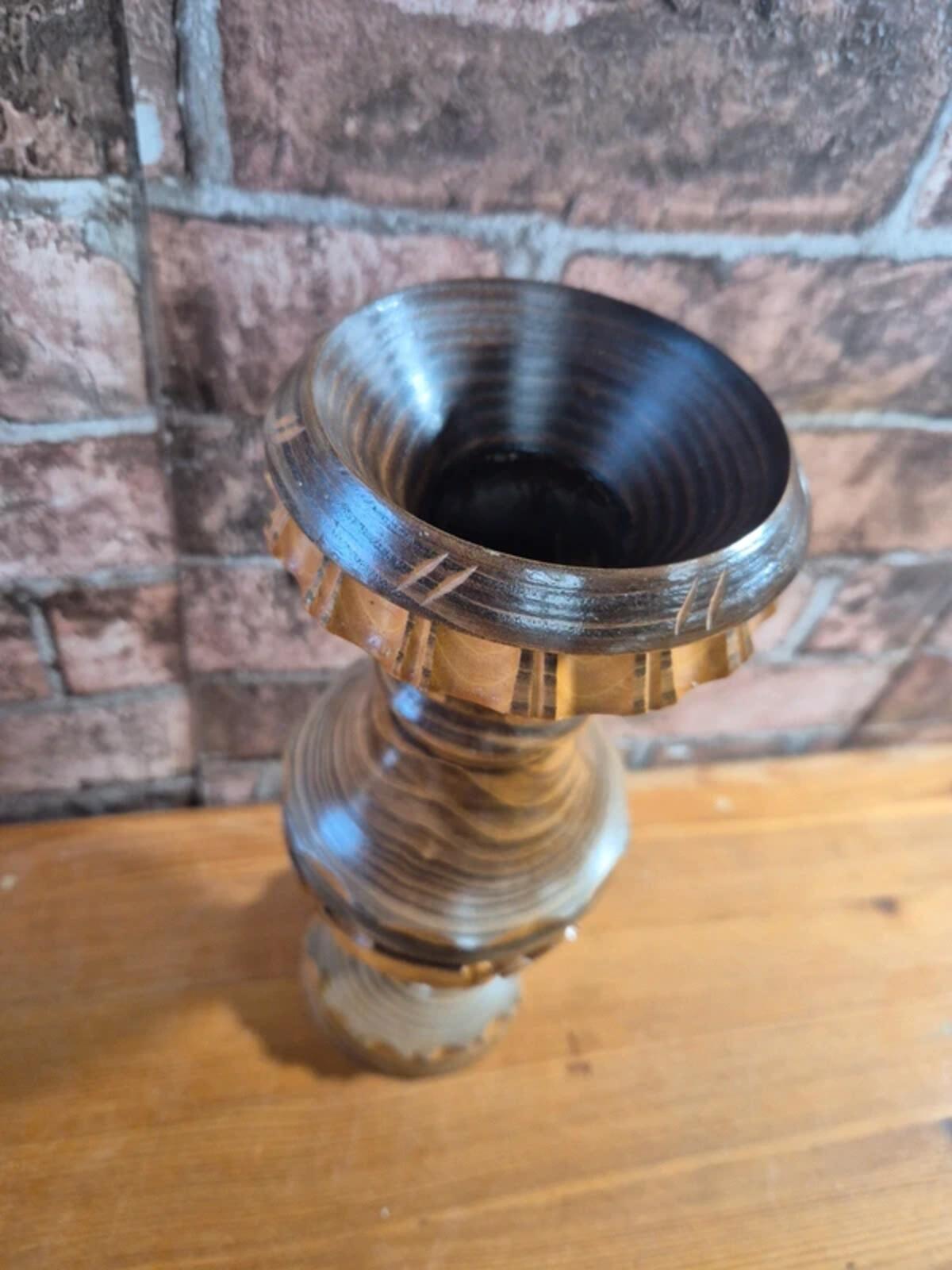Handcarved wooden vase