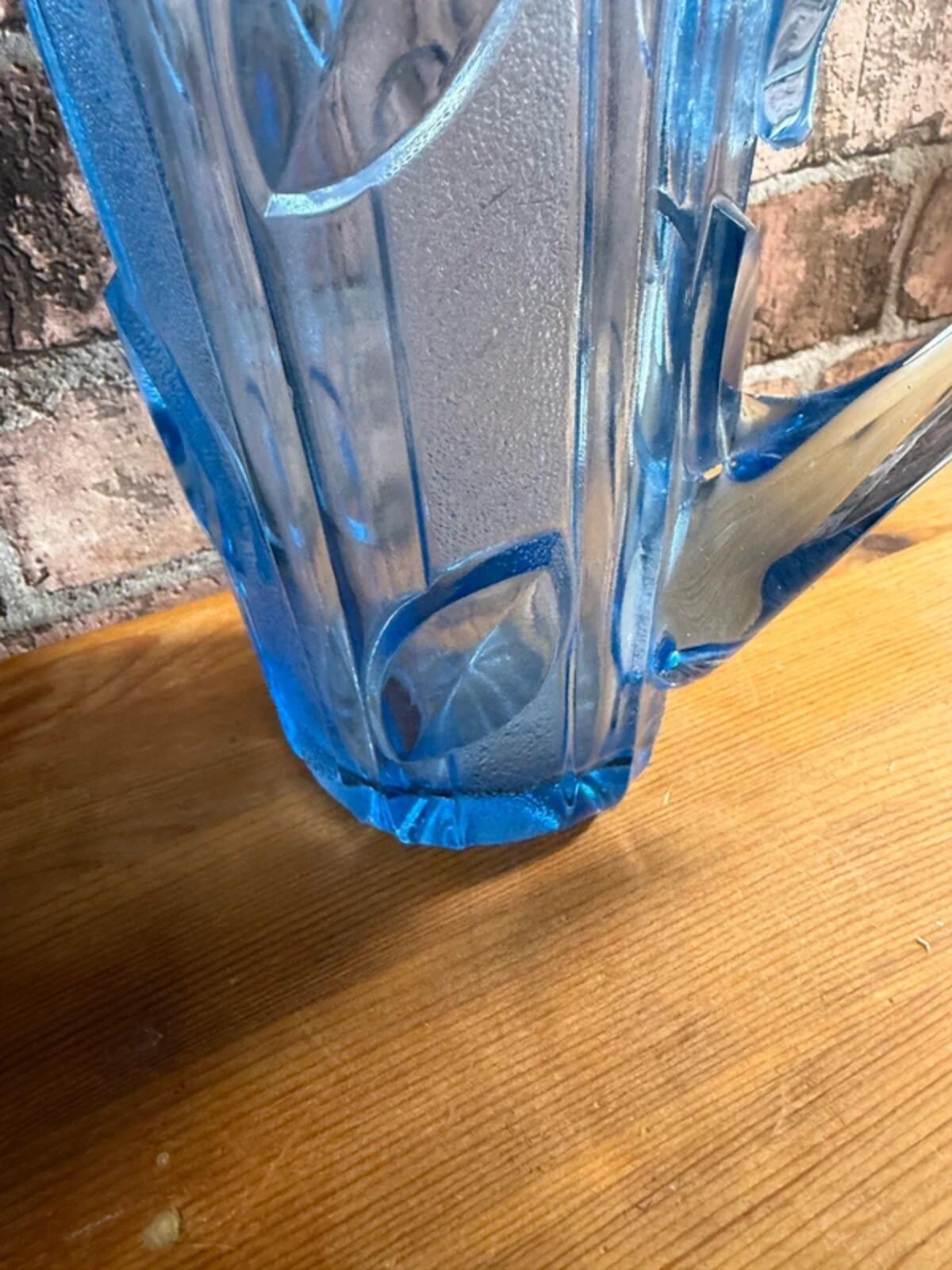 Vintage French Blue Glass Pitcher Jug