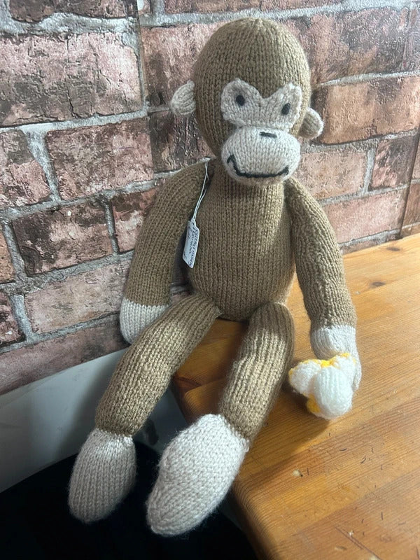 Knitted Monkey with Banana Teddy