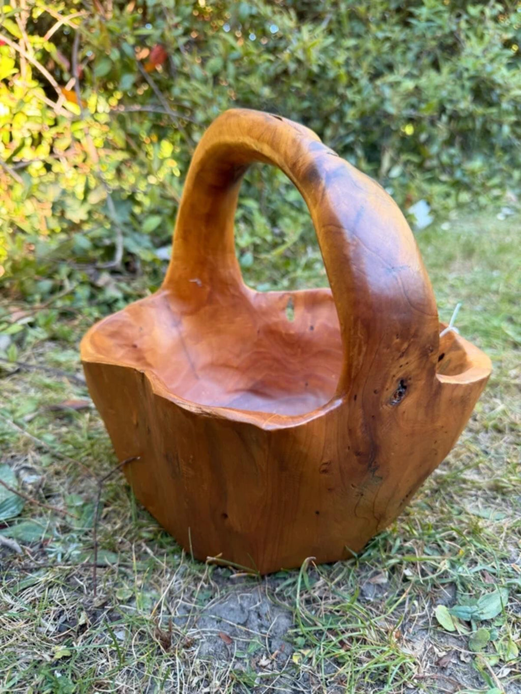 Burl Wood Hand Crafted Basket