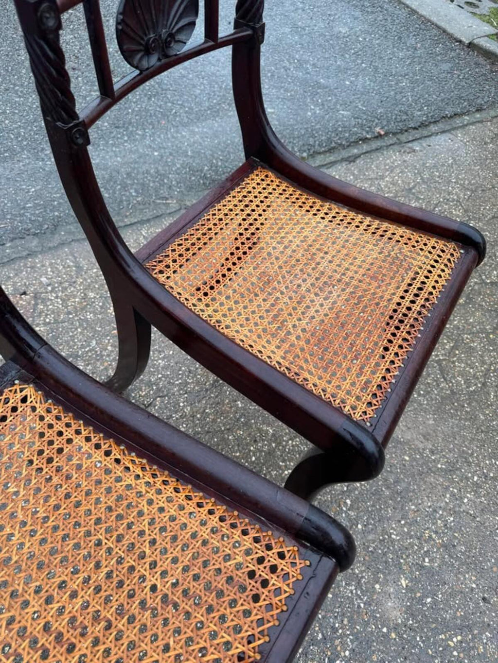 Pair of Antique Regency Chairs with Cane Seats