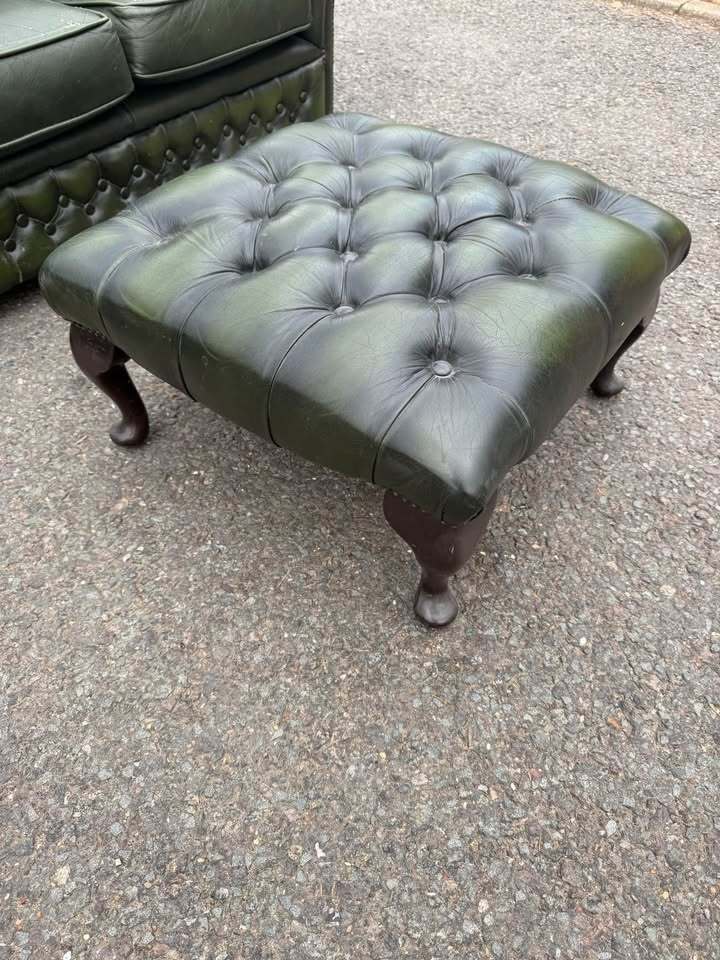 Chesterfield Antique Green Queen Anne Footstool