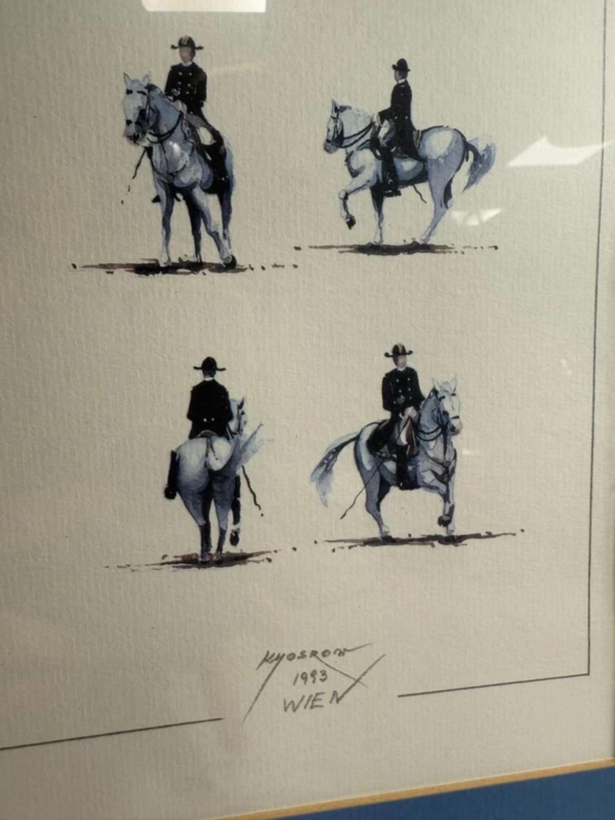 Khosrow Salehi Military Horses Framed and Signed