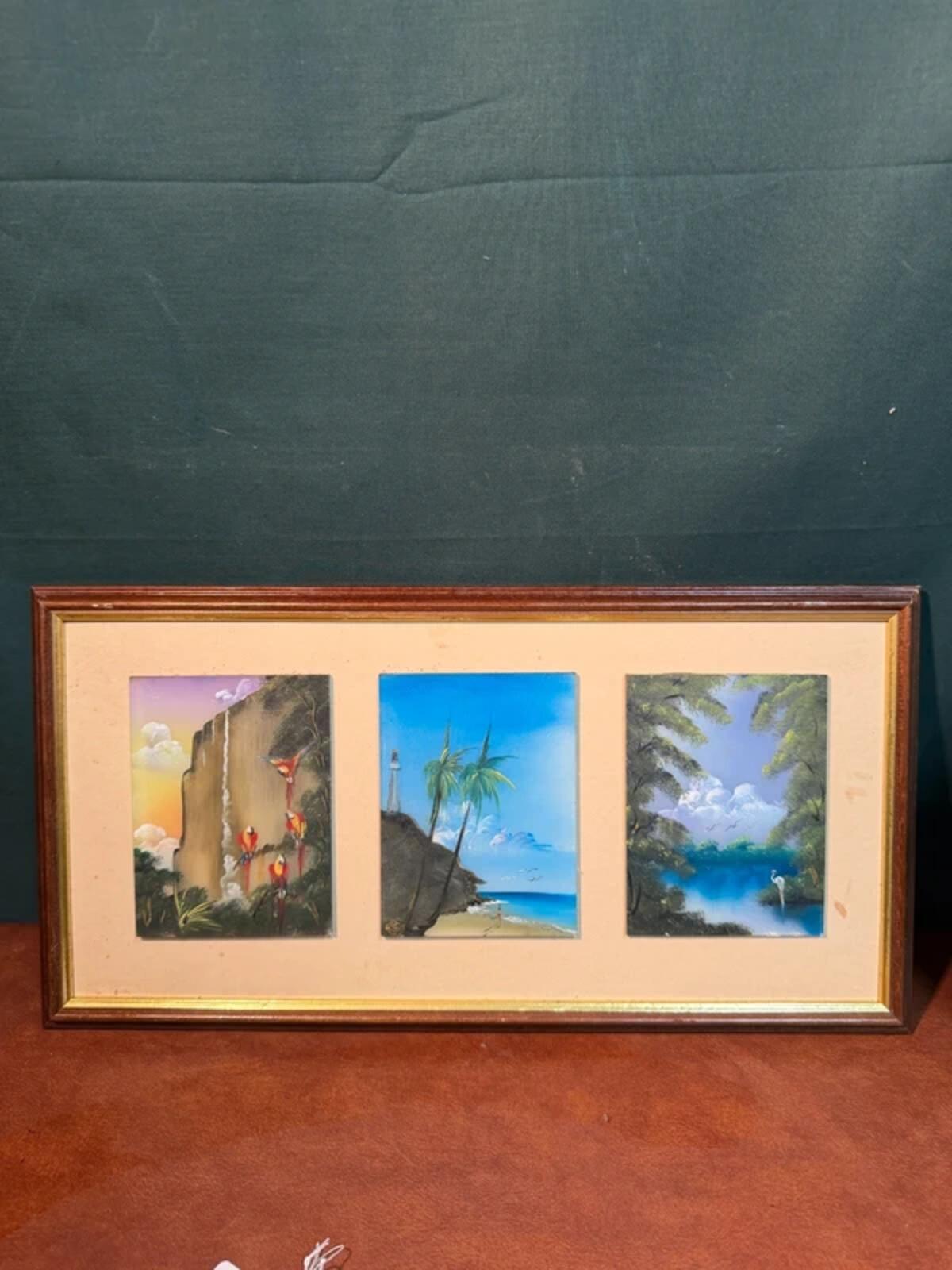 Tropical Themed Tryptic Framed Painting