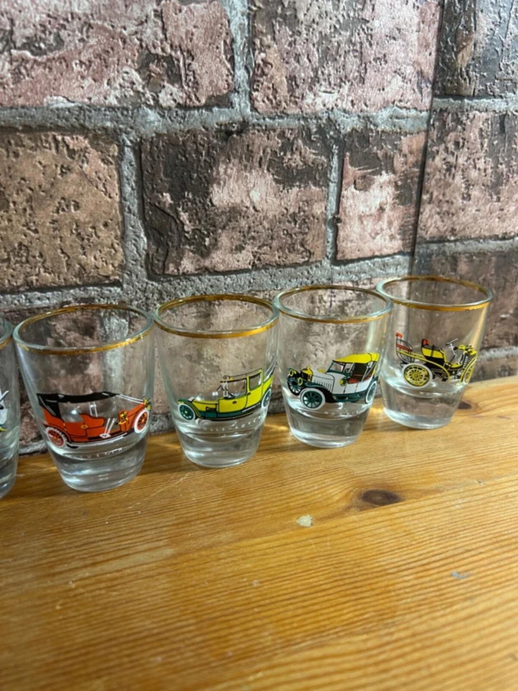 Set of 6 Vintage Gold Rimmed Shot Glasses