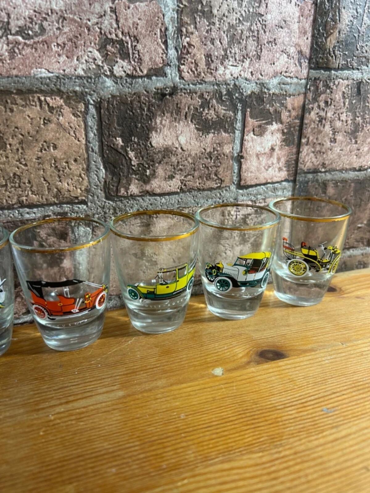 Set of 6 Vintage Gold Rimmed Shot Glasses