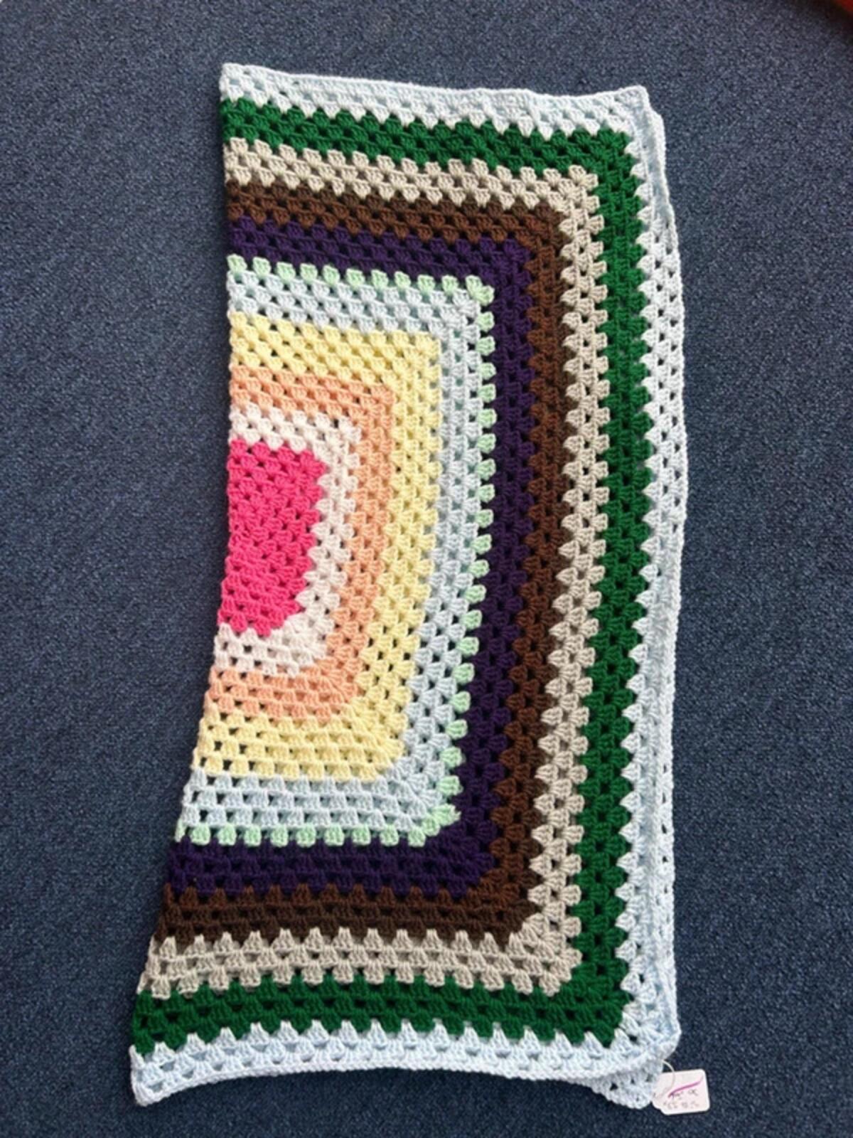 Hand Knitted Multi Coloured Wool Blanket
