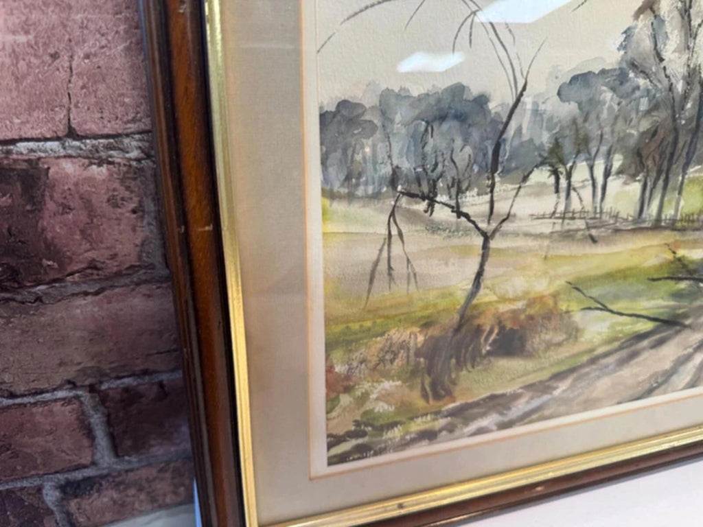 Liz Moore 1982 'Farmtrack' Framed Watercolour