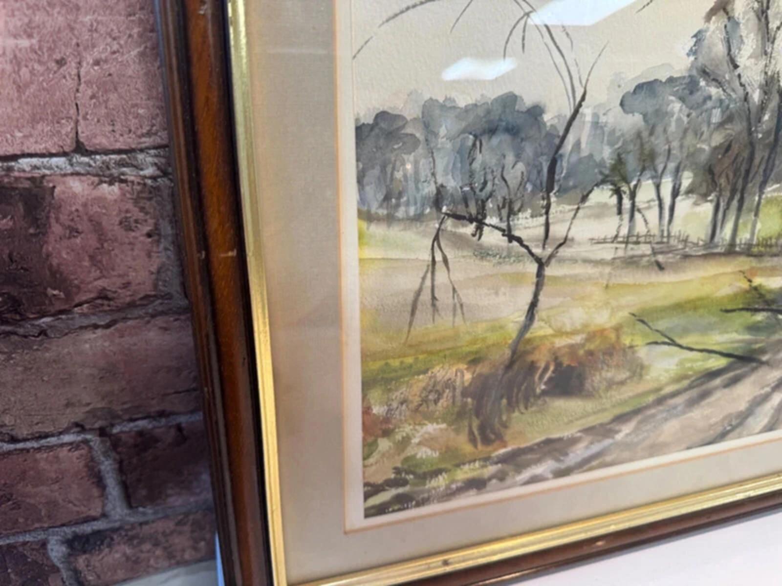 Liz Moore 1982 'Farmtrack' Framed Watercolour