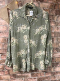 New Look Green Floral Shirt - Size 14