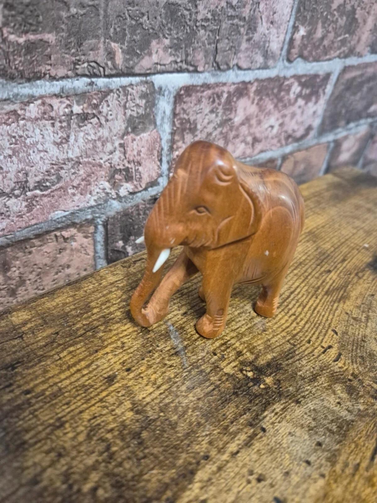 Hand carved wooden elephant
