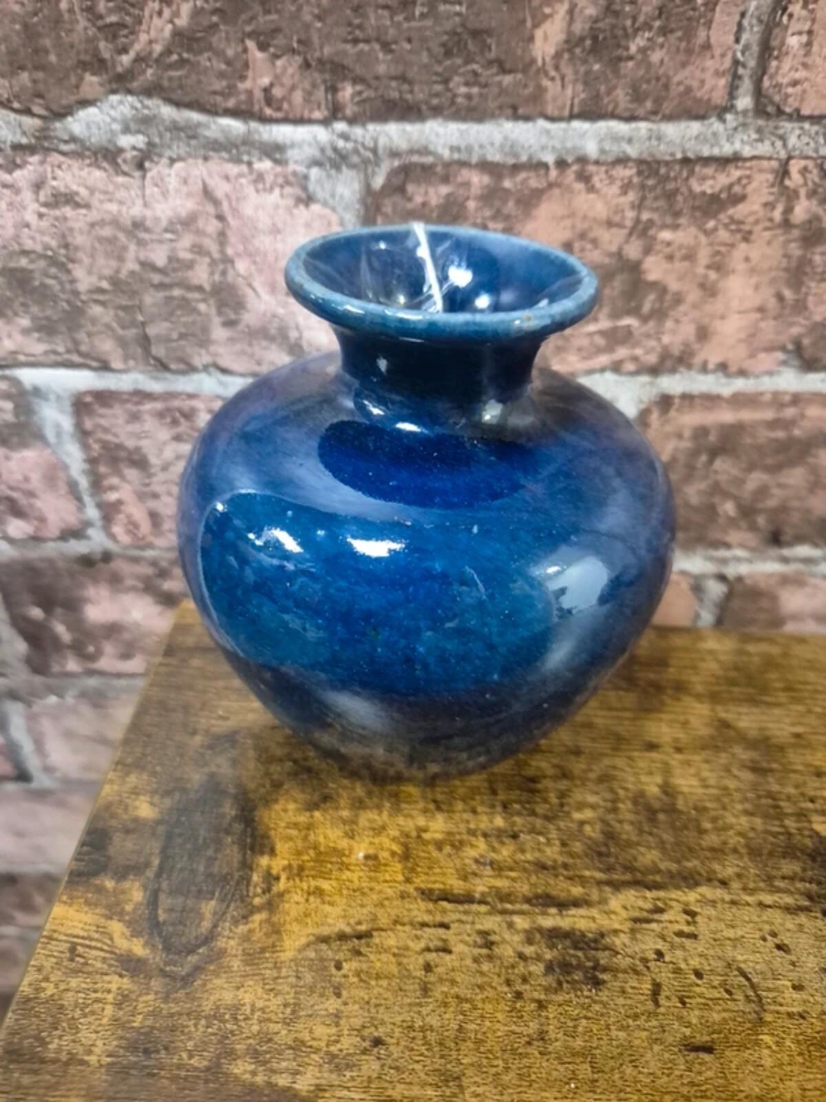Blue stoneware vase