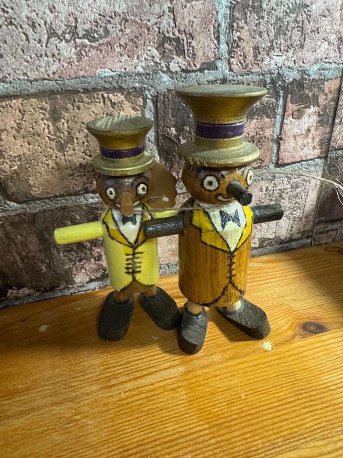 Pair of Vintage Wooden Folk Figures