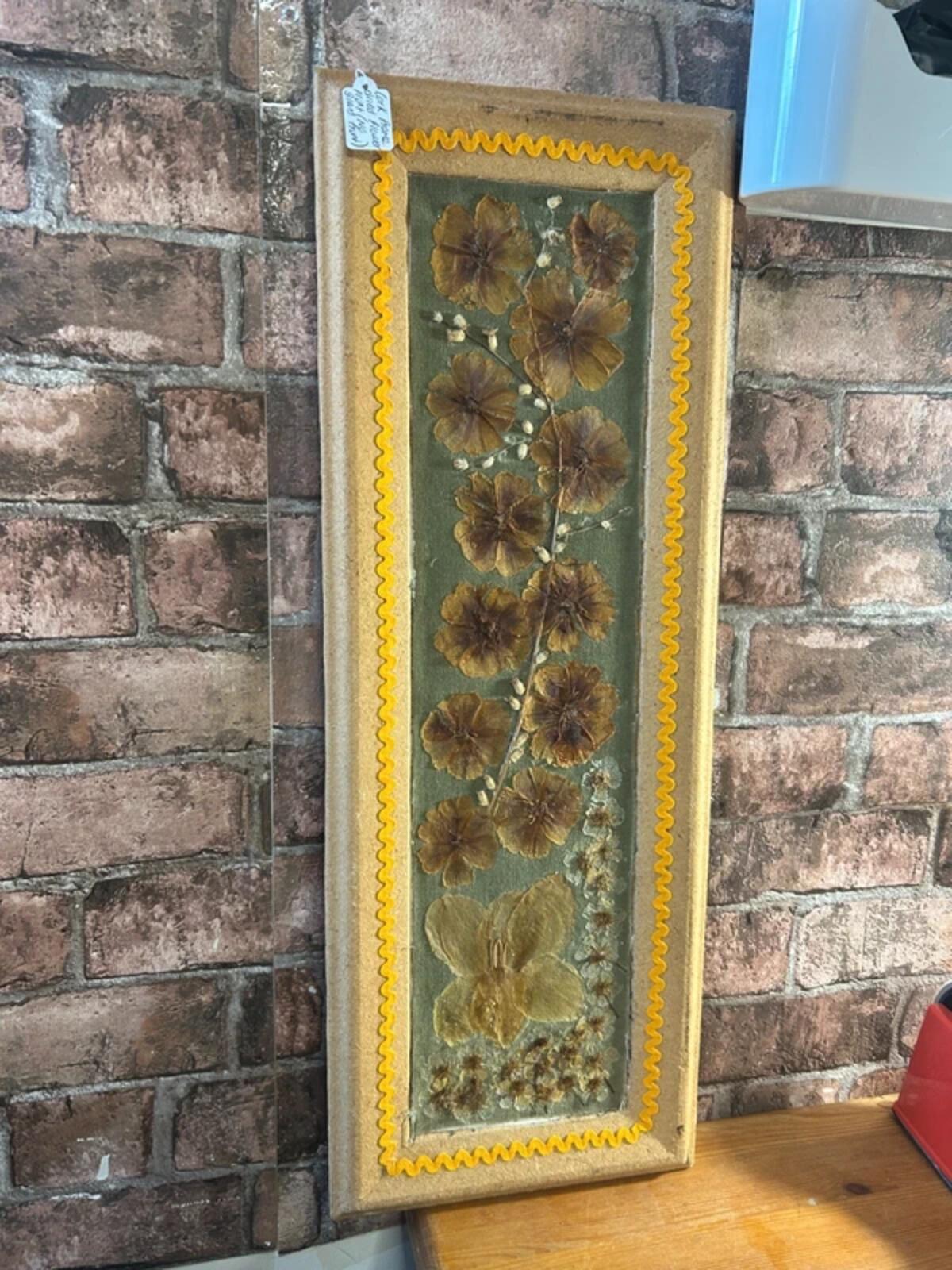 Vintage Cork Framed Dried Flowers