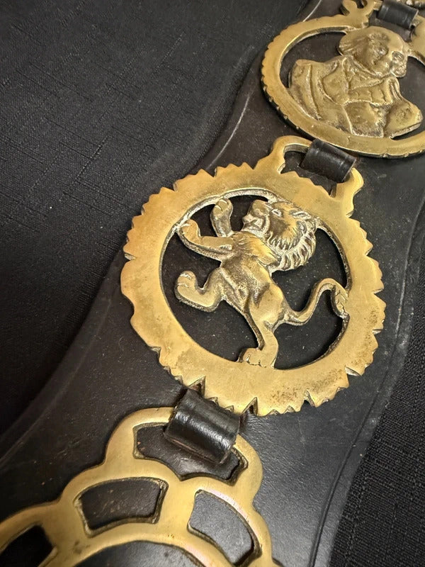Vintage Horse Brasses on Leather Strap