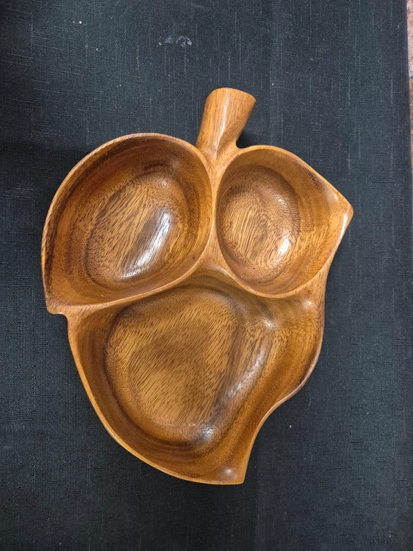 Teak leaf serving bowl