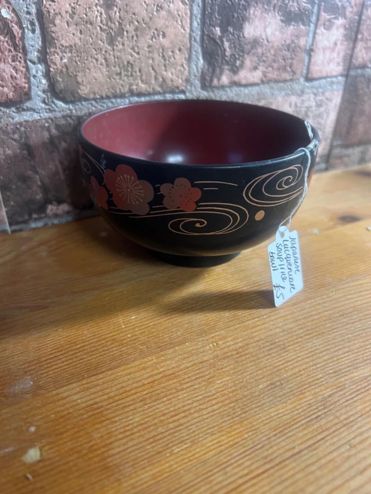 Japanese Lacquerware Vintage Soup/Rice Bowl