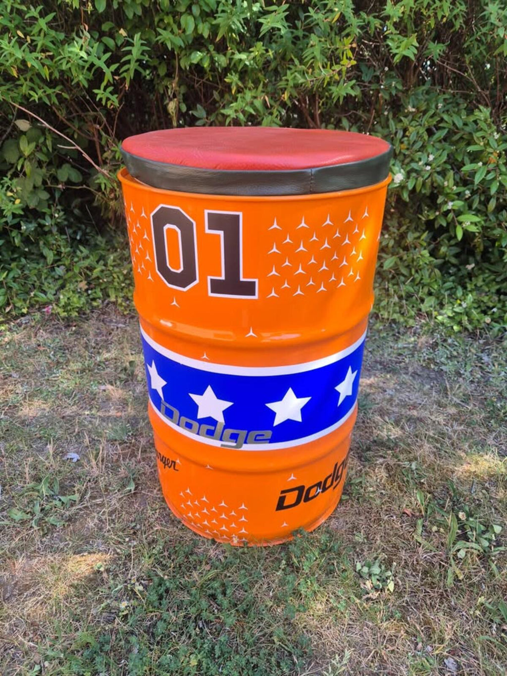 Quirky Dodge Charger Theme Oil Drum Stool