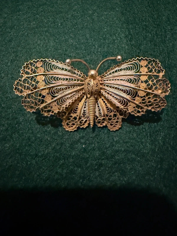 Sterling Silver Vintage Filigree Butterfly Brooch