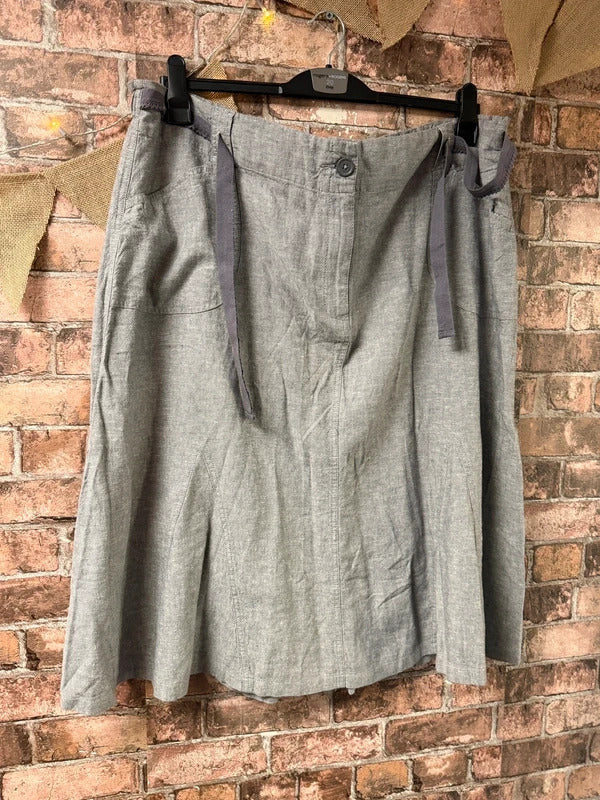 Cotton Traders Grey Midi Skirt - Size 26