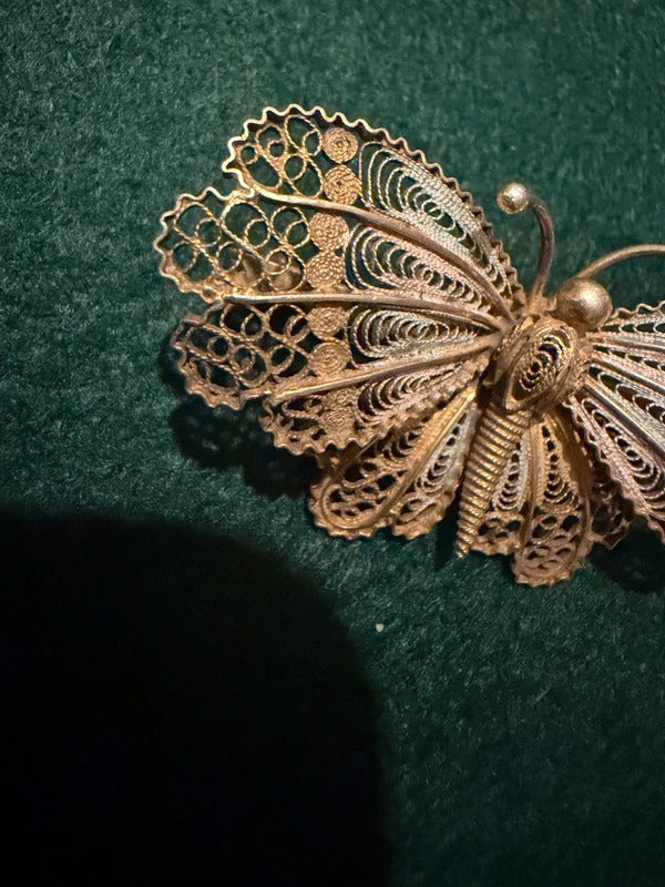 Sterling Silver Vintage Filigree Butterfly Brooch