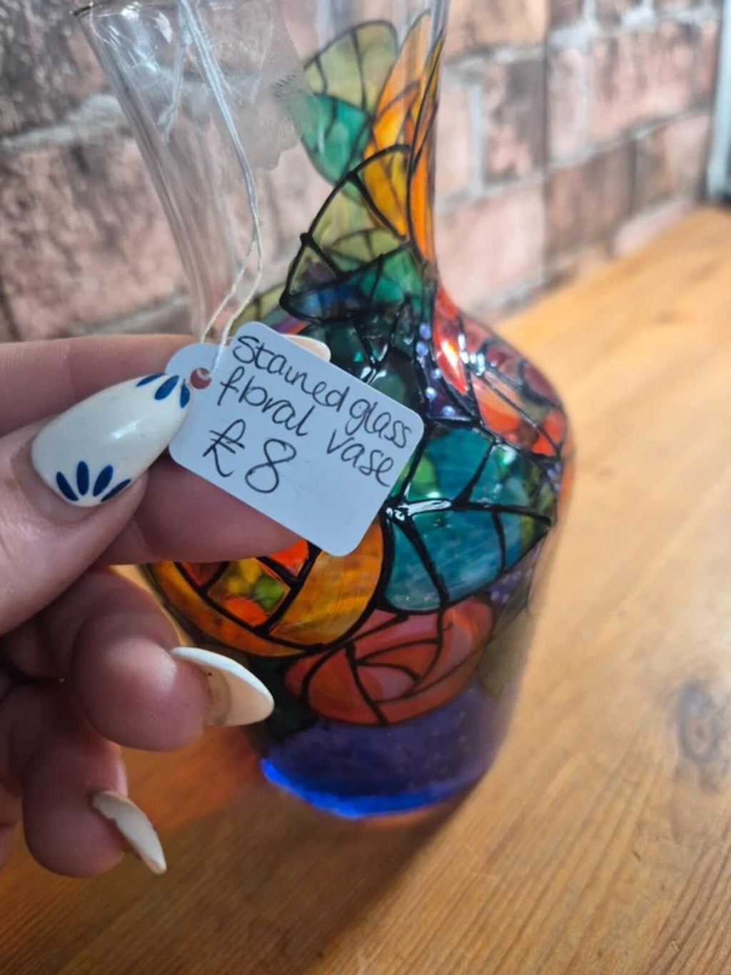 Stained Glass Floral Vase
