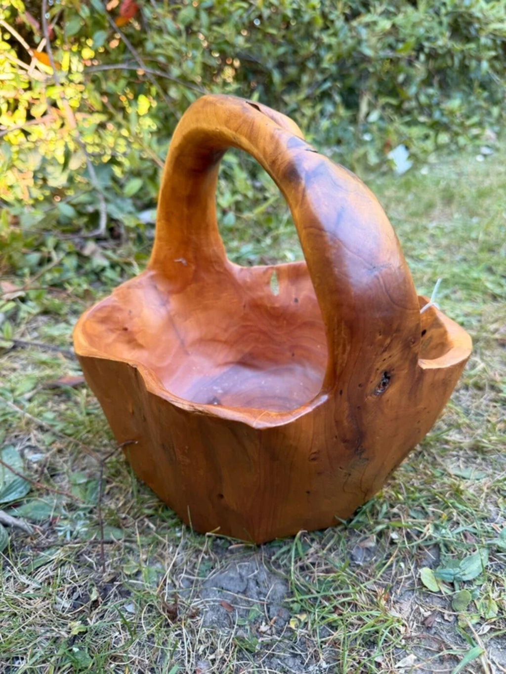 Burl Wood Hand Crafted Basket