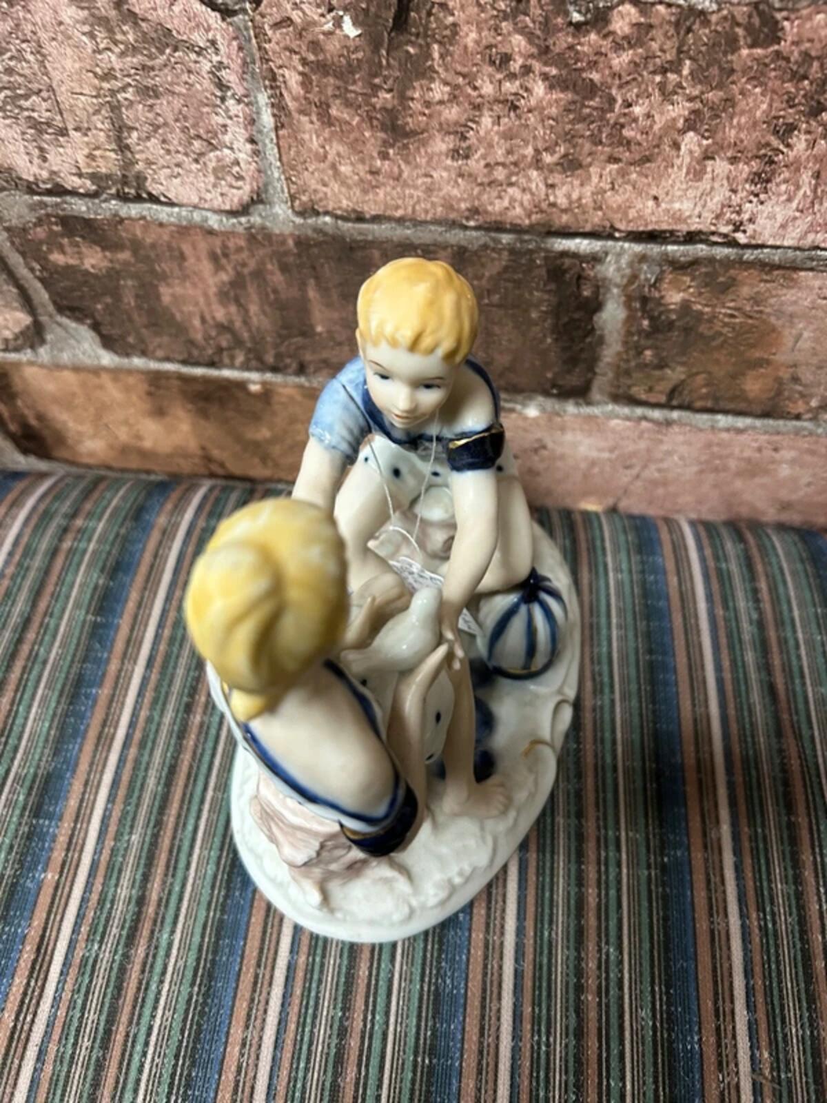 Ernst Bohne & Son Ceramic Girl and Boy Figurine